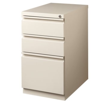 WorkPro® Putty Metal 3-Drawer Vertical Mobile Pedestal File Cabinet