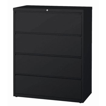 Workpro® 4-Drawer Black Steel Lateral File Cabinet 42 Inch W
