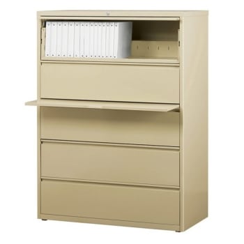 WorkPro® 5-Drawer Putty Steel Lateral File Cabinet 42 Inch W