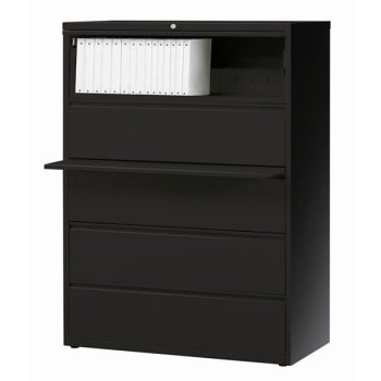 WorkPro® 5-Drawer Black Steel Lateral File Cabinet 42 Inch W