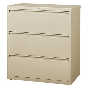 WorkPro® 3-Drawer Putty Steel Lateral File Cabinet 36 Inch W
