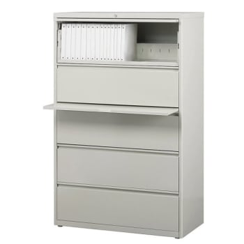 WorkPro® 5-Drawer Light Gray Steel Lateral File Cabinet 36 Inch W