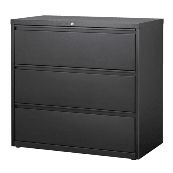 WorkPro® 3-Drawer Black Steel Lateral File Cabinet 42 Inch W