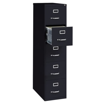 WorkPro® 5-Drawer Black Letter-Size Vertical File Cabinet 26-1/2 Inch D