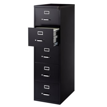 WorkPro® 5-Drawer Black Legal-Size Vertical File Cabinet 26-1/2 Inch D