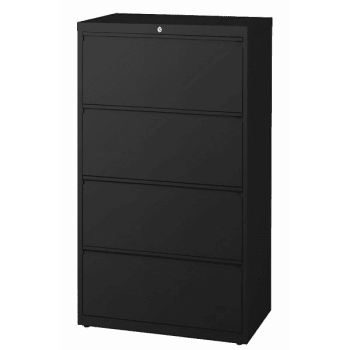 WorkPro® 4-Drawer Black Steel Lateral File Cabinet