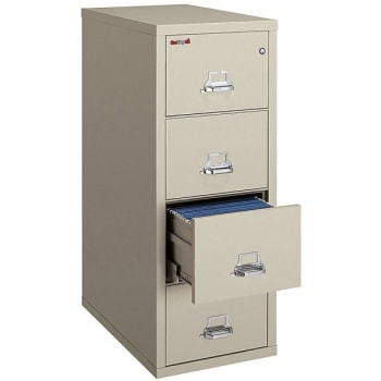 FireKing® 4-Drawer Parchment White Delivery UL 1-Hour Vertical File Cabinet