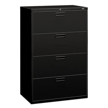 Hon 500 4 Drawer Black Lateral File Cabinet 53 1 4 X 36 X 19 1