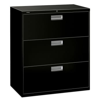 Hon® Brigade 600 3-Drawer Black Steel Lateral File Cabinet