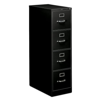 Image for HON® 310 4-Drawer Black Metal Vertical File Cabinet 26-1/2 Inch D from HD Supply
