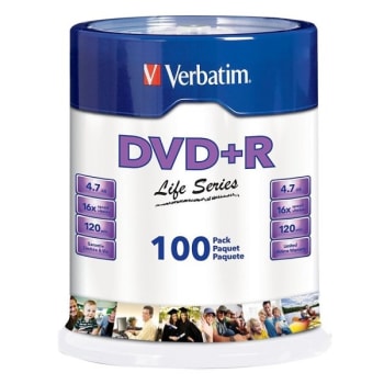 Image for Verbatim® Life Series DVD+R Spindle, Package Of 100 from HD Supply
