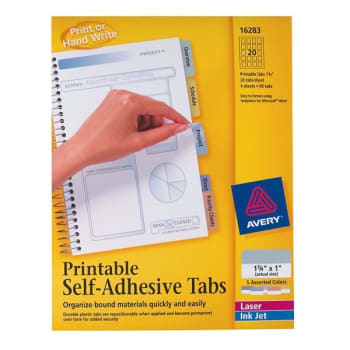 Image for Avery® Multicolor Printable Self-Adhesive Tab, Package Of 80 from HD Supply