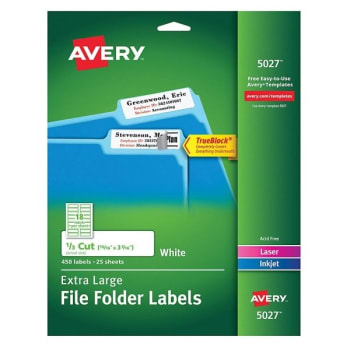 Image for Avery® TrueBlock White Inkjet/Laser File Folder Label, Package Of 450 from HD Supply
