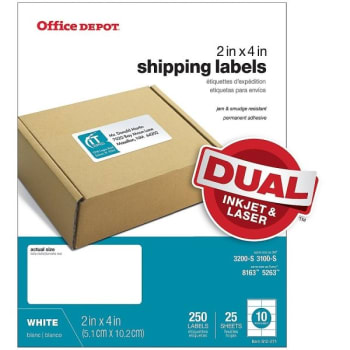 Office Depot® White Inkjet/Laser Shipping Label 2 x 4Inch Package Of 250