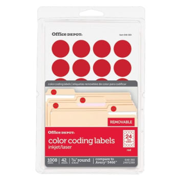 Image for Office Depot® Red Round Removable Color-Coding Label, Package Of 1008 from HD Supply