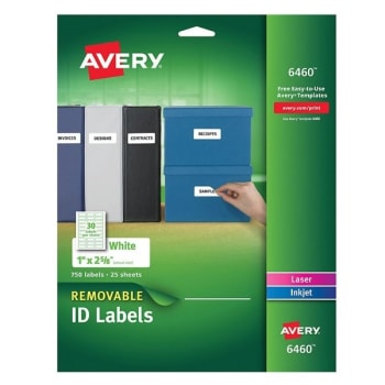 Image for Avery® White Laser/inkjet Id Removable Label 1 X 2-5/8inch, Package Of 750 from HD Supply