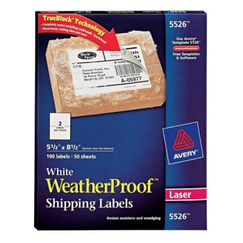 Avery® Weatherproof White Laser Mailing Label- Trueblock Technology Pack Of 100