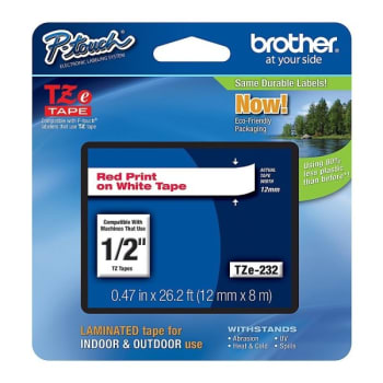 Image for Brother® Tze Red-On-White Label Tape 0.5 X 26.2' from HD Supply