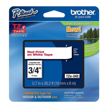 Image for Brother® Tze Red-On-White Label Tape 0.75 X 26.2' from HD Supply