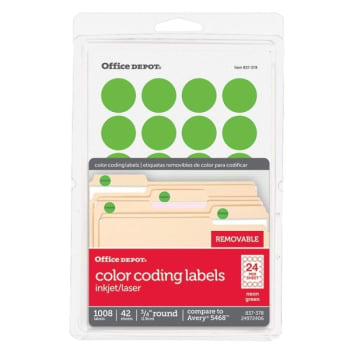 Image for Office Depot® Green Neon Round Color-Coding Removable Label, Package Of 1008 from HD Supply