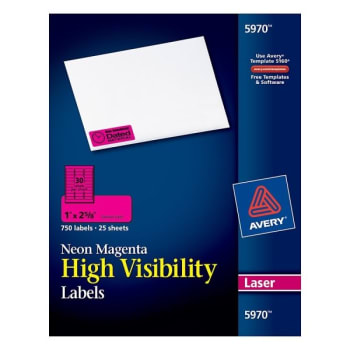 Image for Avery® Magenta High-Visibility Permanent Laser Id Label 1 X 2-5/8 Inch (750-Pack) from HD Supply