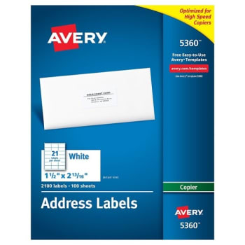 Image for Avery® White Copier Permanent Address Label 1-1/2 x 2-13/16Inch, Package Of 2100 from HD Supply