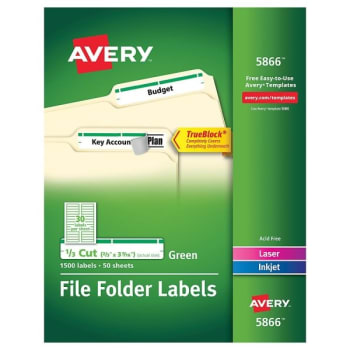 Image for Avery® TrueBlock Green Permanent Inkjet/Laser File Folder Label, Package Of 1500 from HD Supply
