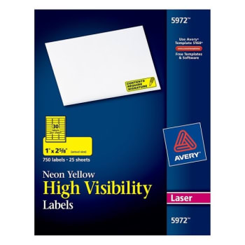 Image for Avery® Yellow High-Visibility Permanent Laser Id Label 1 X 2-5/8 Inch (750-Pack) from HD Supply