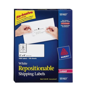 Image for Avery® White Repositionable Permanent Shipping Label 2 x 4Inch, Package Of 1000 from HD Supply