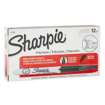 Image for Sharpie® Black Ultra-Fine Point Retractable Permanent Marker, Package Of 12 from HD Supply