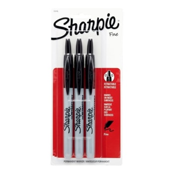Image for Sharpie® Black Fine Point Retractable Permanent Marker, Package Of 3 from HD Supply