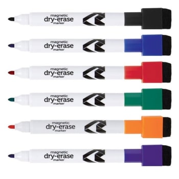 Office Depot® Dry-Erase Assorted Colors Magnetic Marker With Eraser, Pack Of 6