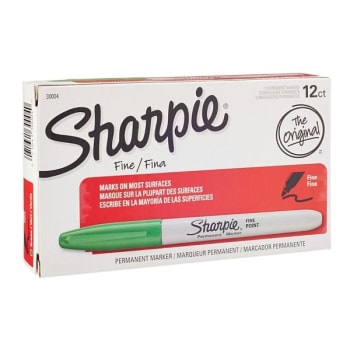 Image for Sharpie® Green Fine Point Permanent Marker, Package Of 12 from HD Supply