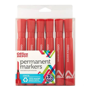 Image for Office Depot® Red Chisel-Point Permanent Marker, Package Of 12 from HD Supply