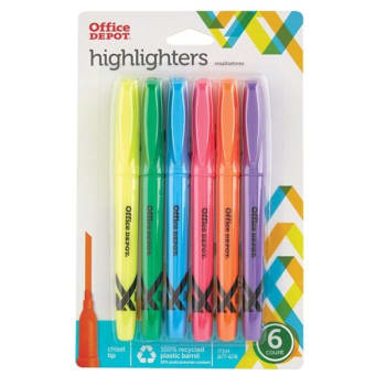 Office Depot® Assorted Colors Pen-Style Highlighter, Package Of 6