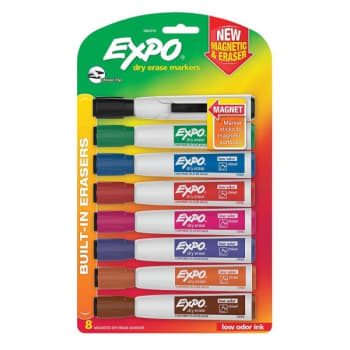 Image for Expo® Dry-Erase Assorted Colors Chisel-Tip Magnetic Marker With Eraser Pack Of 8 from HD Supply