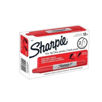 Image for Sharpie® Red Fine/ultra-Fine Point Twin-Tip Permanent Marker, Package Of 12 from HD Supply