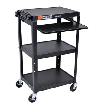 Image for H. Wilson Black Adjustable Steel Audio/Visual Presentation Cart from HD Supply