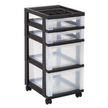 Image for Office Depot® 4-Drawer Black Plastic Storage Cart from HD Supply