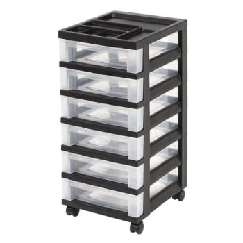Office Depot® 6-Drawer Black Plastic Storage Cart