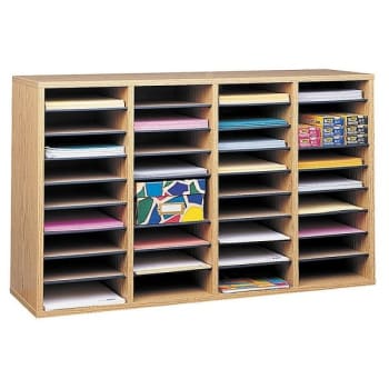 Image for Safco® 36-Compartment Oak Adjustable Wood Literature Organizer from HD Supply
