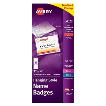 Image for Avery® Clear Hanging Name Badge Kit 3 x 4Inch, Package Of 50 from HD Supply