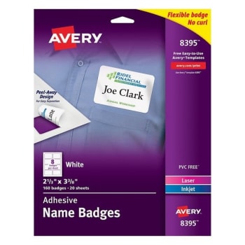 Avery® White Flexible Name Badge Label 2-1/3 x 3-3/8Inch, Package Of 160