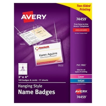 Avery® Clear Hanging Name Badge Kit 3 x 4Inch, Package Of 100