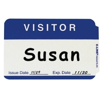 Image for C-Line® White Paper Visitor Badge 3.5 x 2.25Inch, Package Of 100 from HD Supply