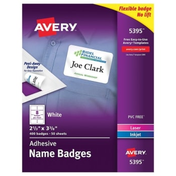Image for Avery® White Flexible Name Badge Label 2-1/3 x 3-3/8Inch, Package Of 400 from HD Supply
