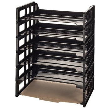 Office Depot® Black Ribbed Bottom Stackable Letter Tray, Package Of 6