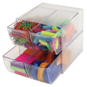 Image for Deflect-O Clear Plastic Stackable Cube With 4-Drawer from HD Supply