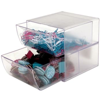 Image for Deflect-O Clear Plastic Stackable Cube With 2-Drawer from HD Supply