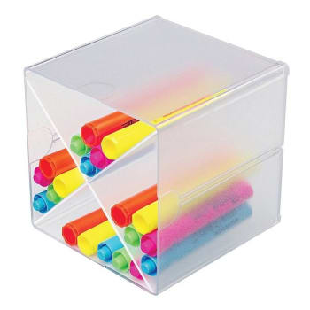 Deflecto® Clear Plastic Stackable Cube With X Divider